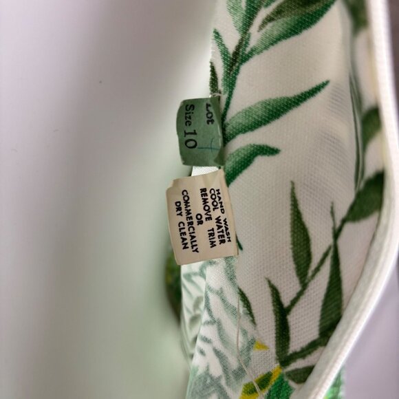 Vintage 70s Tropical Dress Womens XS Deep V Green Botanical Maxi Empire Bust - Picture 9 of 13